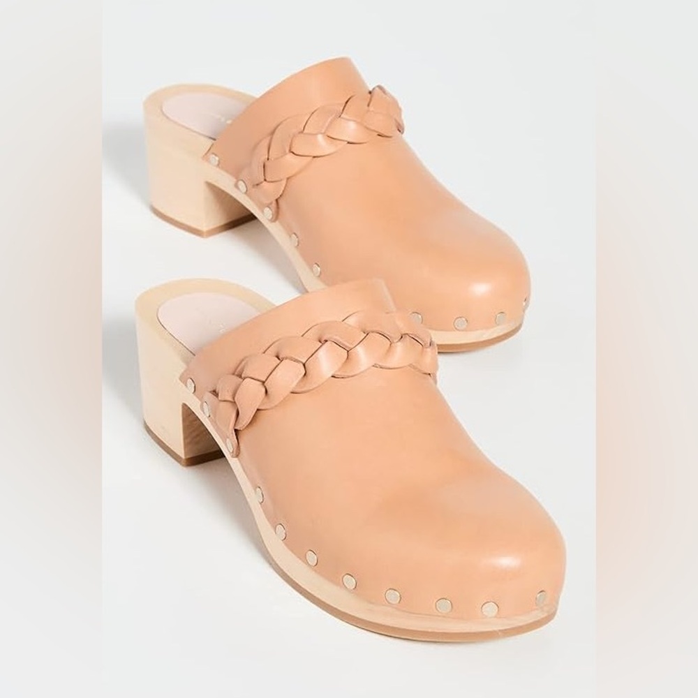 Loeffler Randall Lupa Leather Clogs • Honey • Size 8 Studded Wood Heel Sold Out